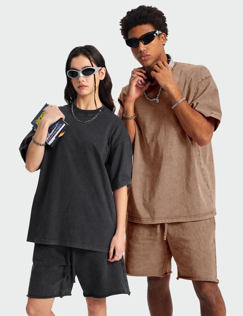 Arssm 3 Pack Men Oversized T Shirts Vintage Tee Loose Fit Short Sleeve Casual Streetwear Baggy Washed Unisex Tops(BlackKhakiArmy-L) - Image 2