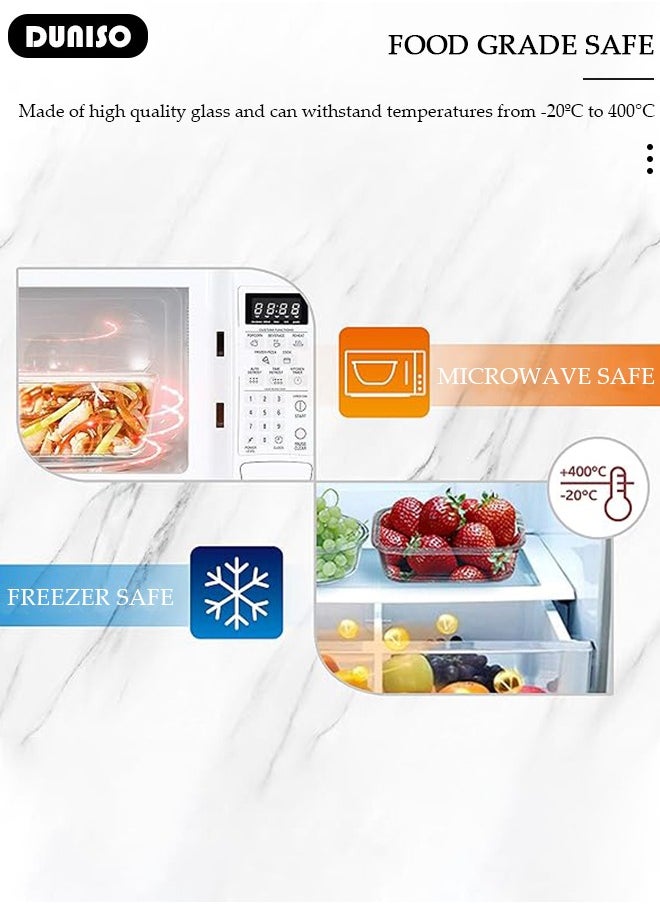 DUNISO 2 PCS Glass Lunch Box, Leak-Proof Bento-Style Food Container with Airtight Lid and Divided, Reusable Airtight Food Storage Box, Food Storage Containers for Microwave, Oven, Freezer and Dishwasher, Glass Meal Prep Containers for Storage/Food Container/Bento Lunch Box  - Image 3