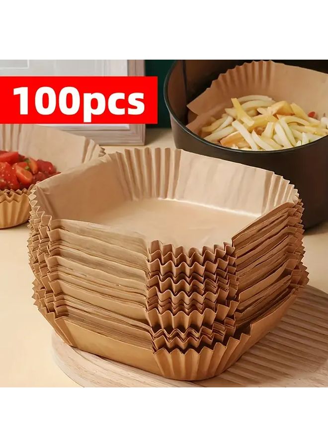 100 Pcs Non Stick Air Fryer Pads With Grooved Edges For Safe Cooking Easy Cleaning And Healthy Baking Suitable For Baking Grilling Microwave Use Ideal For Home And Commercial Kitchens Food Grade Material Durable Design - Image 3