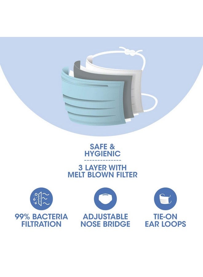 Romsons Guard Well 3 Ply Surgical Face Mask Tie-On Ear Loops, 50 Pcs/Pack, (Pack of 3) 150 Pcs - Image 3