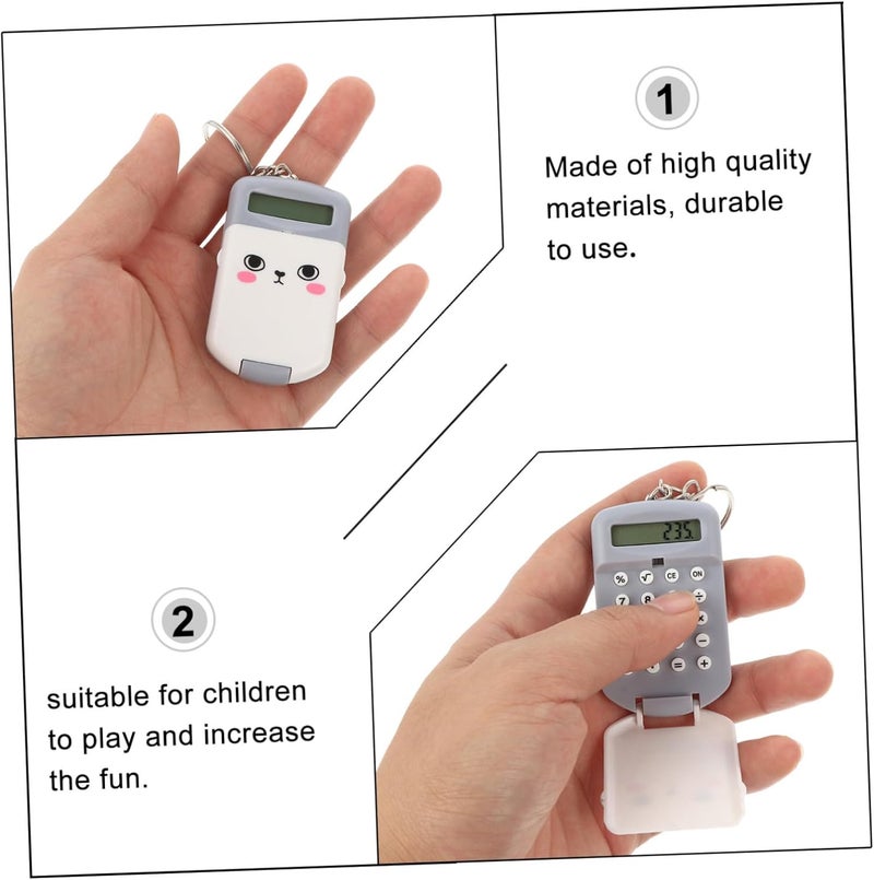 Kisangel 2pcs Portable Pocket Size Calculator for Students, Mini Arithmetic Calculator with Keychain, Grey Compact Exam and Office Counting Tool - Image 3