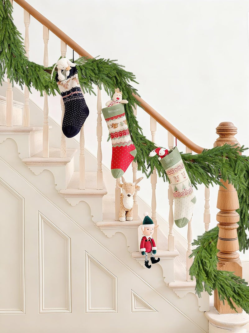 Lvydec Christmas Norfolk Pine Garlands, Real Touch Artificial Pine Garlands Greenery Faux Cedar Garland for Mantle Table Holiday Fireplace Winter Decor (Light Green, 6ft) - Image 3