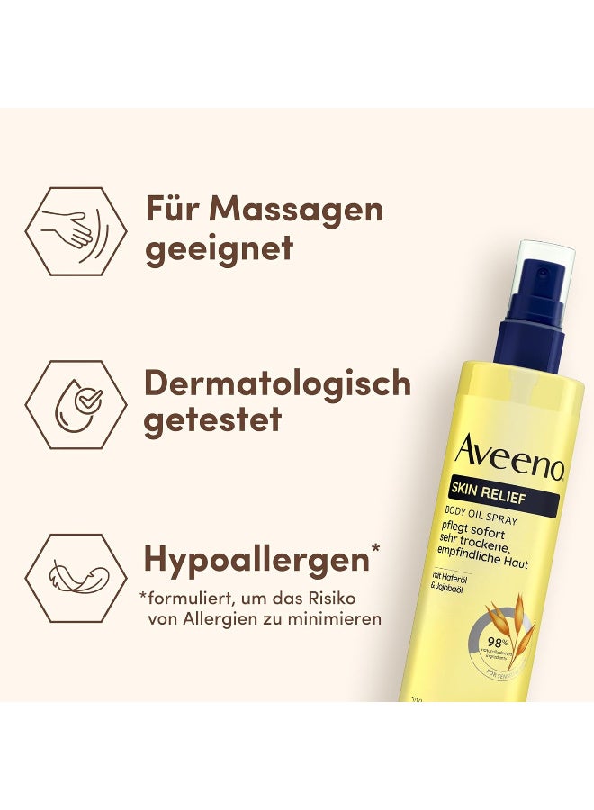 Aveeno Skin Relief Body Oil Spray - With Oat Oil & Jojoba Oil, Provides Long-Lasting Moisture, Strengthens Skin Protection Barrier & Improves Elasticity for Very Dry, Sensitive Skin - Image 3