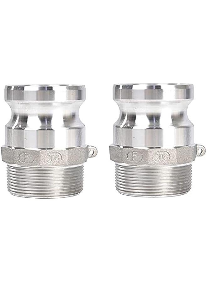 2 Pieces Aluminum Camlock (2 Part F) Cam & Groove Hose Fittings, Male Adapter x Male NPT Thread Coupling (2)
