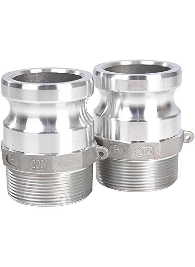 2 Pieces Aluminum Camlock (2 Part F) Cam & Groove Hose Fittings, Male Adapter x Male NPT Thread Coupling (2)
