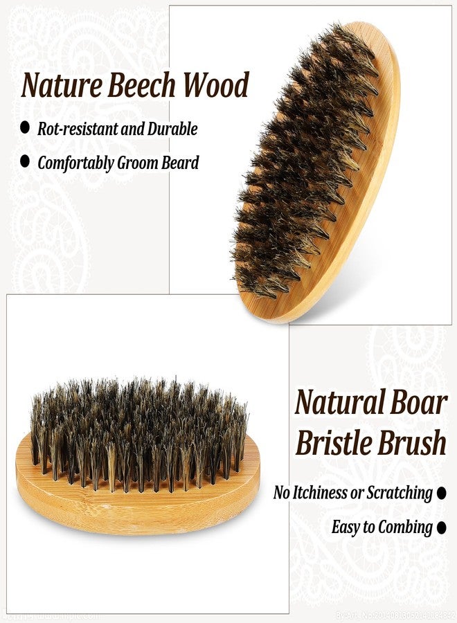 Tobeelec 6 Sets Beard Brush and Comb Bulk - Natural Boar Bristle Beard Brush Set, Beard Brush and Comb Set with Pear Wood Fine-Tooth Comb and Black Velvet Travel Pouch For Men Beard Care - Image 4