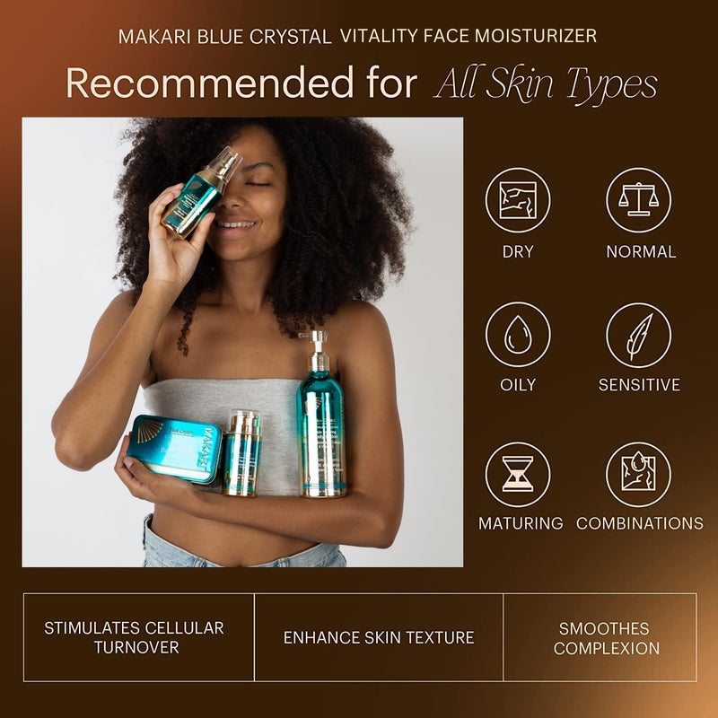Makari مرطب الوجه ماكاري ألتيميت إنتنس بلو كريستال فيتاليتي | كريم وجه بالكولاجين والجلوتاثيون | مرطب وجه للنساء والرجال | لوشن مرطب للوجه بزيت بذور عباد الشمس (50 مل) - Image 5