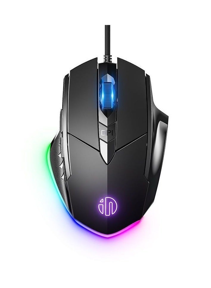 inphic Illuminated Six-Button Silent Mouse, Wired E-Sports Gaming & Office Business Mouse - Image 2