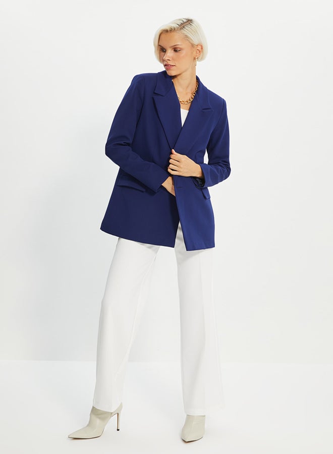 trendyol Navy Blue Regular Lined Double Breasted Closure Woven Blazer Jacket - Image 5