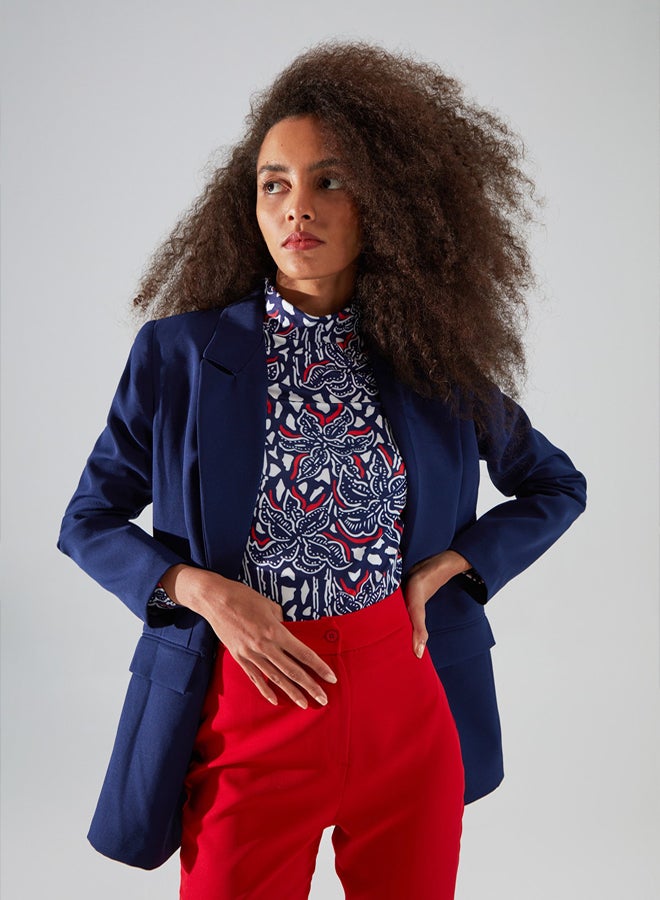 trendyol Navy Blue Regular Lined Double Breasted Closure Woven Blazer Jacket - Image 1