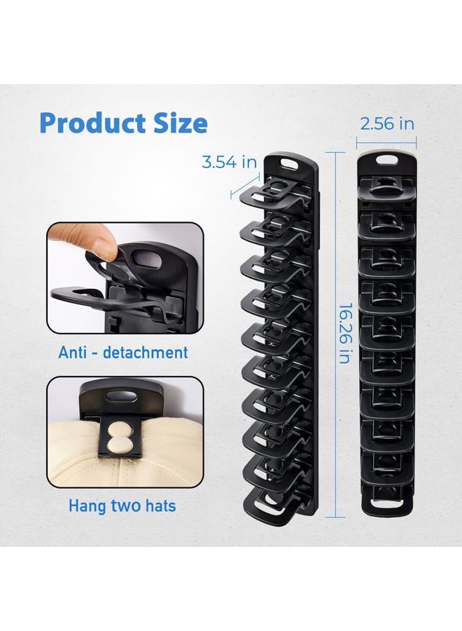 MACOPRO Hat Organizer for Baseball Caps Hold Up to 40 Hats, 2 Pack Cap Rack for Wall, Strong Adhesive Hat Storage Display Holder for Closet Door and Wall - Image 2