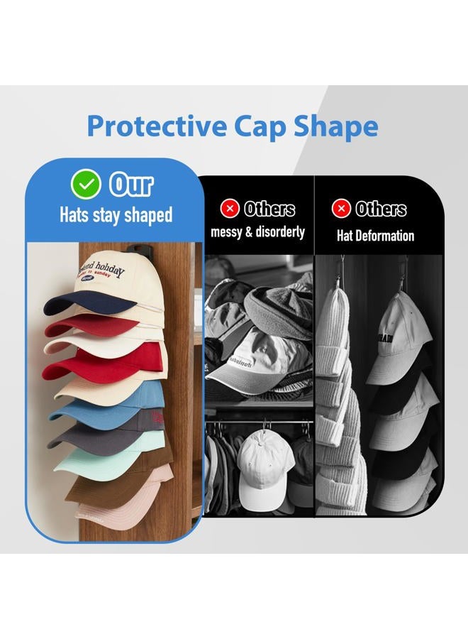 MACOPRO Hat Organizer for Baseball Caps Hold Up to 40 Hats, 2 Pack Cap Rack for Wall, Strong Adhesive Hat Storage Display Holder for Closet Door and Wall - Image 5