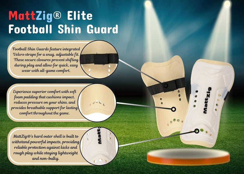MATTZIG ® Elite Football Kit (One Pair Plain Lycra Socks & One Pair Elite Shin Guard) (Black, White) - Image 3