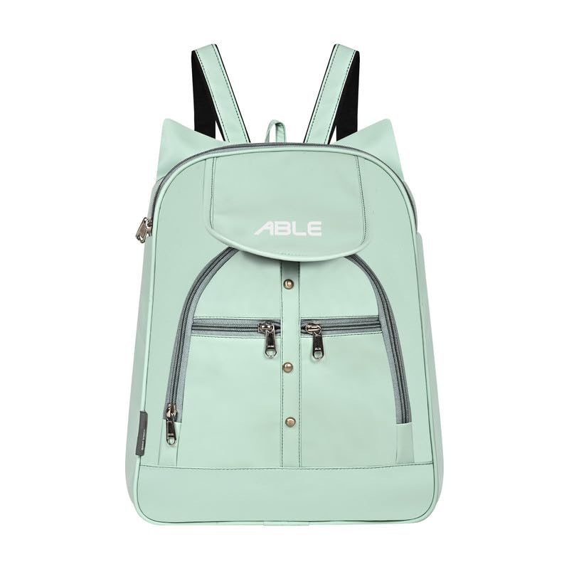 ABLEÂ® Wave Backpack for Womens,Girls,Kids,Female. Pu Leatherette Fabric Travelling Outdoor, Picnic,School, College Office Work Casual Daily use Backpack.(Mint Green) - Image 1
