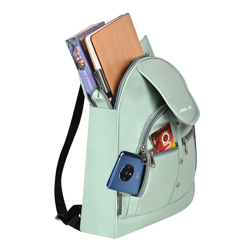 ABLEÂ® Wave Backpack for Womens,Girls,Kids,Female. Pu Leatherette Fabric Travelling Outdoor, Picnic,School, College Office Work Casual Daily use Backpack.(Mint Green) - Image 4