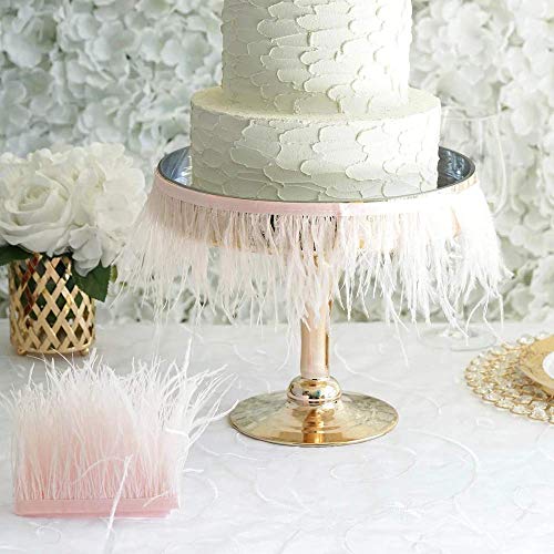 AWAYTR Ostrich Feather Trim Fringe - Satin Ribbon Dress Sewing Crafts Costumes Decoration Pack of 2 Yards (Pink) - Image 4