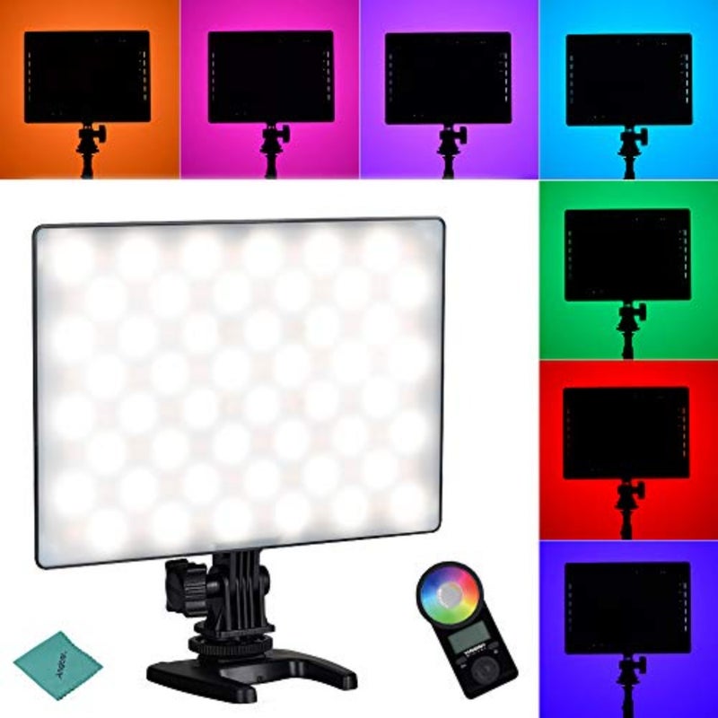 Studio and outdoor wedding photography fill-in lamp, aluminum alloy body, black color, RGB 3200K-5600K adjustable color temperature with 10 lighting effects and CRI 95+ - Image 1