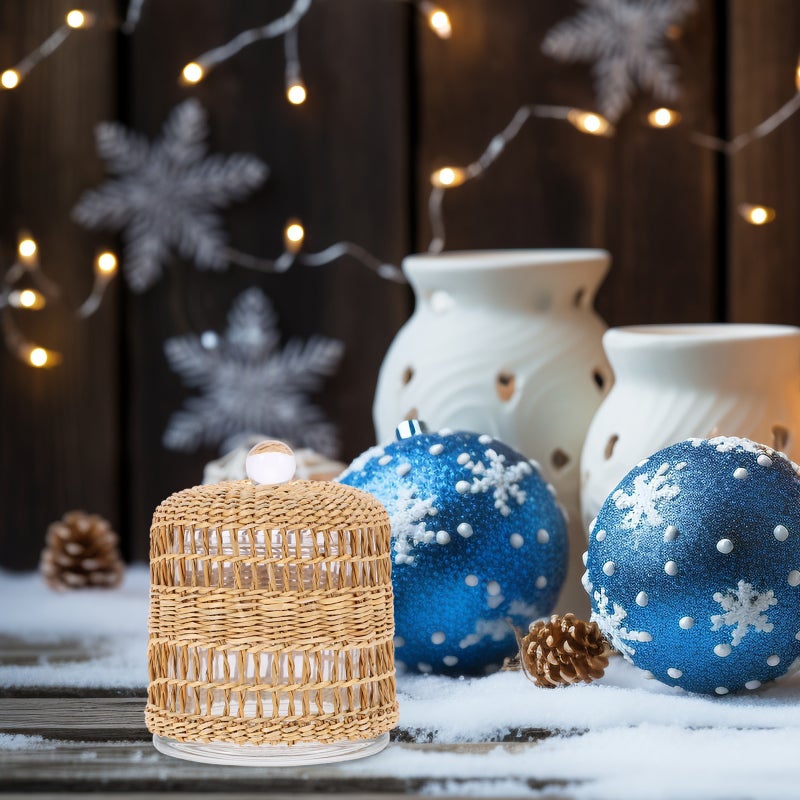 Wrapped Glass Candle Cover Rustic Candle Cover Dome Candle Cloche - Image 3