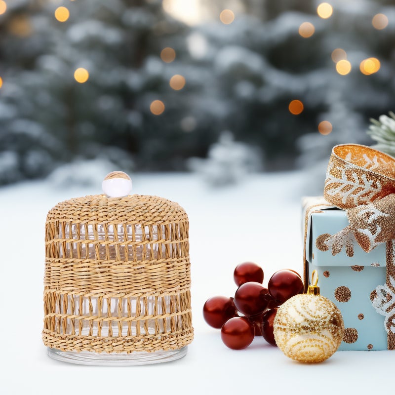 Wrapped Glass Candle Cover Rustic Candle Cover Dome Candle Cloche - Image 5