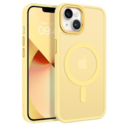 BENTOBEN Magnetic for iPhone 13 Case & iPhone 14 Case [Compatible with Magsafe] Translucent Matte Phone Case iPhone 13/14 Slim Shockproof Women Men Protective Cover for iPhone 13/14 6.1", Yellow - Image 1