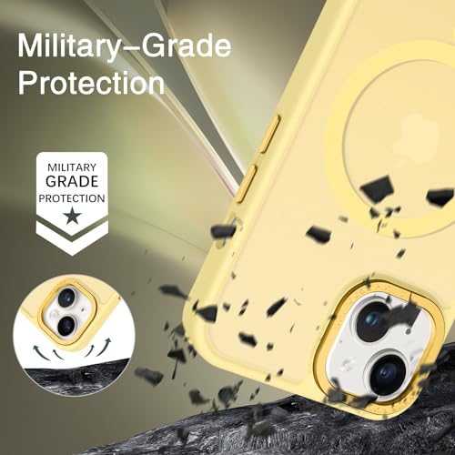 BENTOBEN Magnetic for iPhone 13 Case & iPhone 14 Case [Compatible with Magsafe] Translucent Matte Phone Case iPhone 13/14 Slim Shockproof Women Men Protective Cover for iPhone 13/14 6.1", Yellow - Image 3