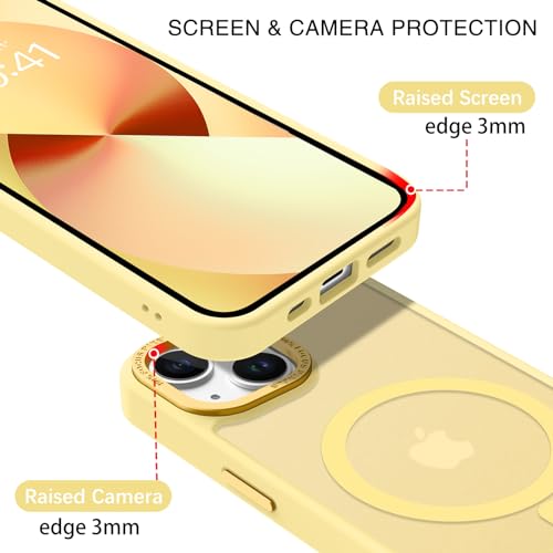 BENTOBEN Magnetic for iPhone 13 Case & iPhone 14 Case [Compatible with Magsafe] Translucent Matte Phone Case iPhone 13/14 Slim Shockproof Women Men Protective Cover for iPhone 13/14 6.1", Yellow - Image 5