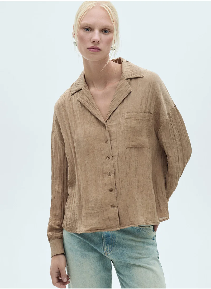 MANGO Pocket Textured Shirt