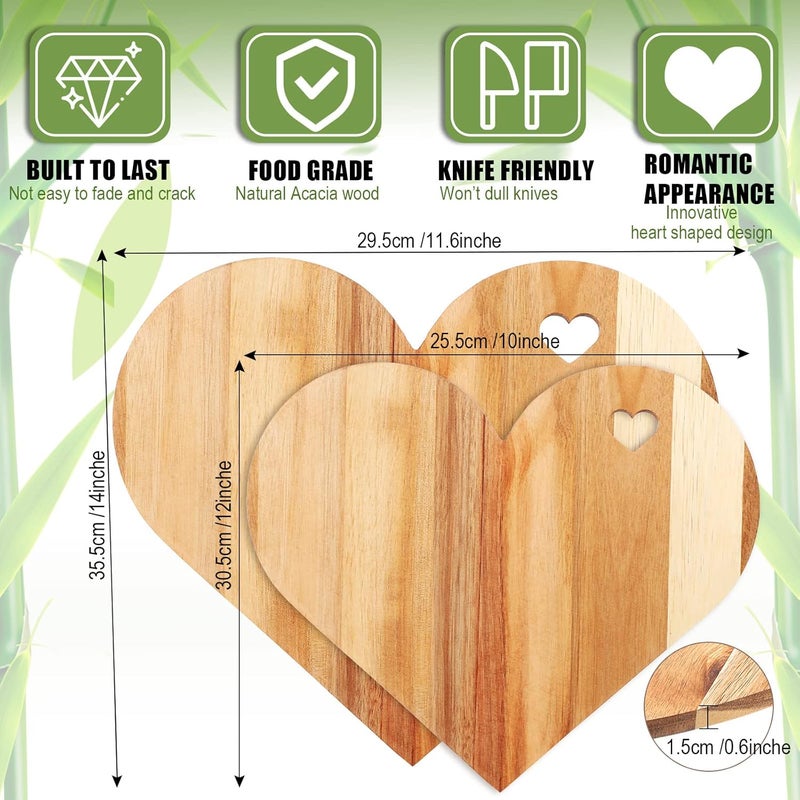 Patelai Patelai Valentine Day Gifts Heart Shaped Cutting Board Acacia Wood Bread Board Cheese Serving Platter Serving Charcuterie for Meat Cheese and Vegetables for Women Lover  - Image 2