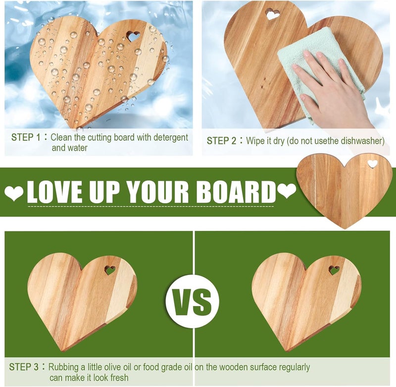 Patelai Patelai Valentine Day Gifts Heart Shaped Cutting Board Acacia Wood Bread Board Cheese Serving Platter Serving Charcuterie for Meat Cheese and Vegetables for Women Lover  - Image 4
