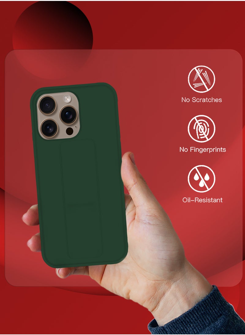 CATANES - (for Apple iPhone 16 Pro) 3Packs, Case  PU Leather Back Cover Stand Function Finger Grip Case Cover with Shock Proof Screen Protector / Green - Image 1