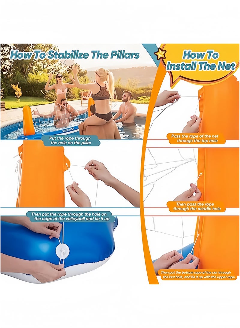 GGEROU Inflatable Pool Float Set Pool Games Volleyball Net Basketball Hoops Floating Swimming Game Toy for Kids Adults Summer Floaties Kids Summer Toys Pool Volleyball Net for Inground - Image 5