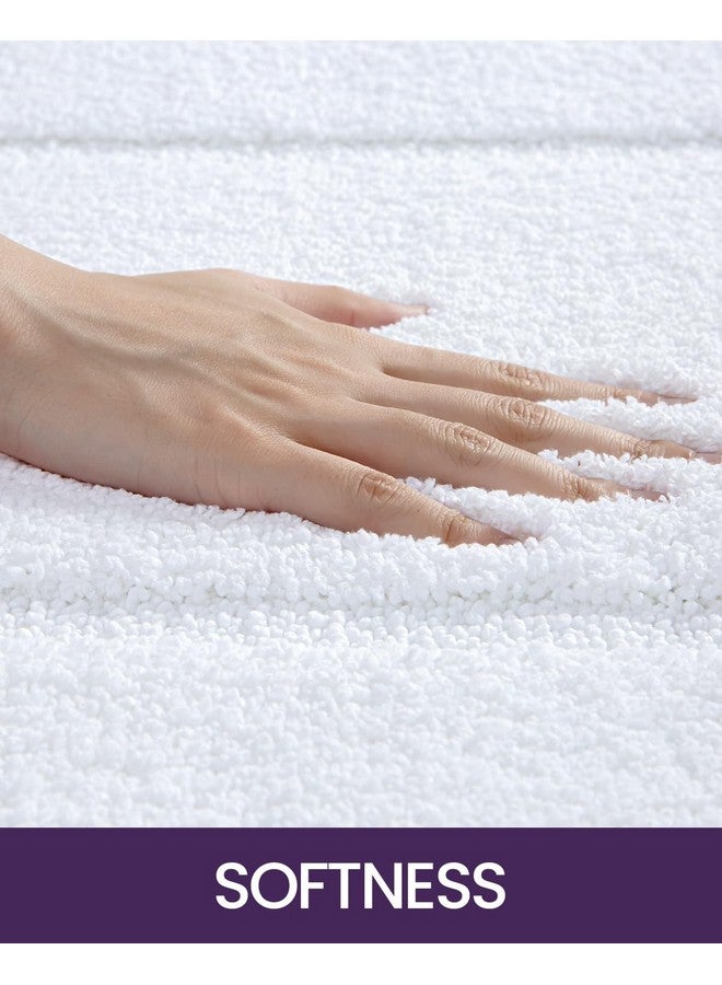 DEXI Bathroom Rugs 32x20, Washable Non Slip Bath Mat for Shower Floor, Absorbent Quick Dry Bathmat with Rubber Backing, Ultra Soft Plush Carpet for Tub, White - Image 3