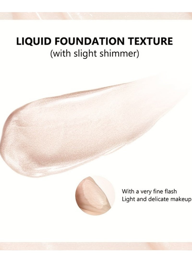 lakerain فونداسيون جلو الكامل لتعزيز الإشراقة الطبيعية - فاونديشن سائل مع هايلايتر للمكياج للوجه والجسم - مرطب بتغطية عالية ودائم - كريم هايلايتر فاونديشن 40 مل - متوسط 03 - Image 4