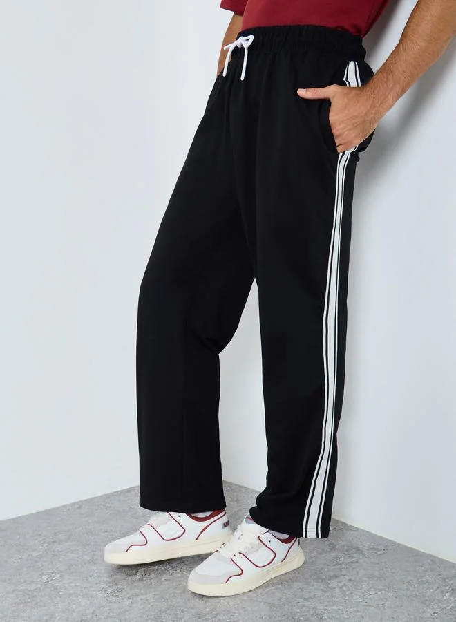 Styli Men Black Striped Joggers
