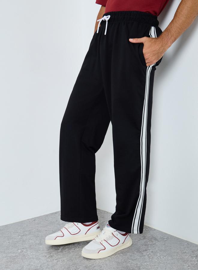 Styli Men Black Striped Joggers - Image 1