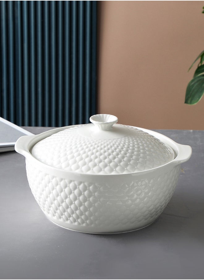 Dove Porcelain Soup Bowl With Lid White 10.25 Inch 