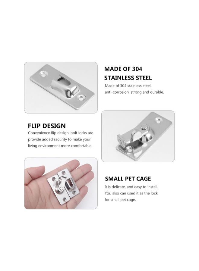 2PCS 90 Degree Right Angle Door Lock Buckle Security Door Lock Bolt,Stainless Steel Gate Latch for Wooden Fences or Metal Gates Safety Sliding Door Latch (Silver)  - Image 4