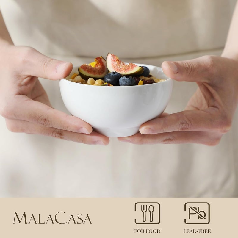 MALACASA 10 OZ Small Bowls Set of 8 Porcelain Ice Cream Compact Bowls for Kitchen White Ceramic Bowl for Dessert Snack Rice Dishwasher  Microwave Safe Series REGULAR - Image 3
