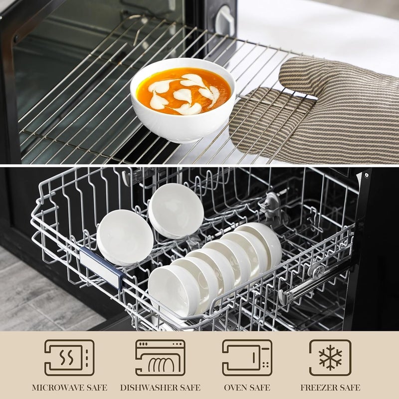 MALACASA 10 OZ Small Bowls Set of 8 Porcelain Ice Cream Compact Bowls for Kitchen White Ceramic Bowl for Dessert Snack Rice Dishwasher  Microwave Safe Series REGULAR - Image 4