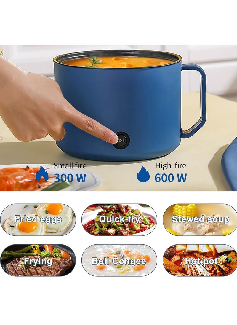 Arabest 1.8L Electric Hot Pot with Steamer & Temperature Control - Non-Stick Electric Cooker Shabu Shabu, Electric Skillet, Frying Pan, Electric Saucepan for Noodles, Egg, Steak, Oatmeal (Blue)  - Image 3