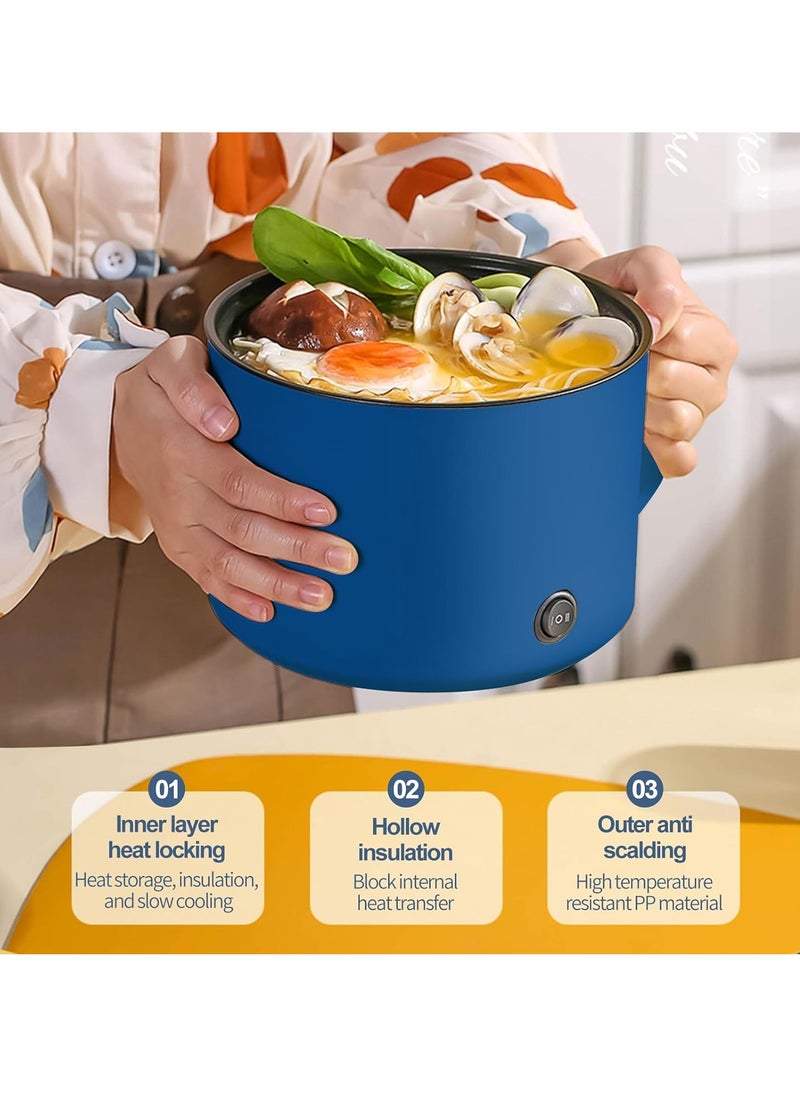 Arabest 1.8L Electric Hot Pot with Steamer & Temperature Control - Non-Stick Electric Cooker Shabu Shabu, Electric Skillet, Frying Pan, Electric Saucepan for Noodles, Egg, Steak, Oatmeal (Blue)  - Image 2