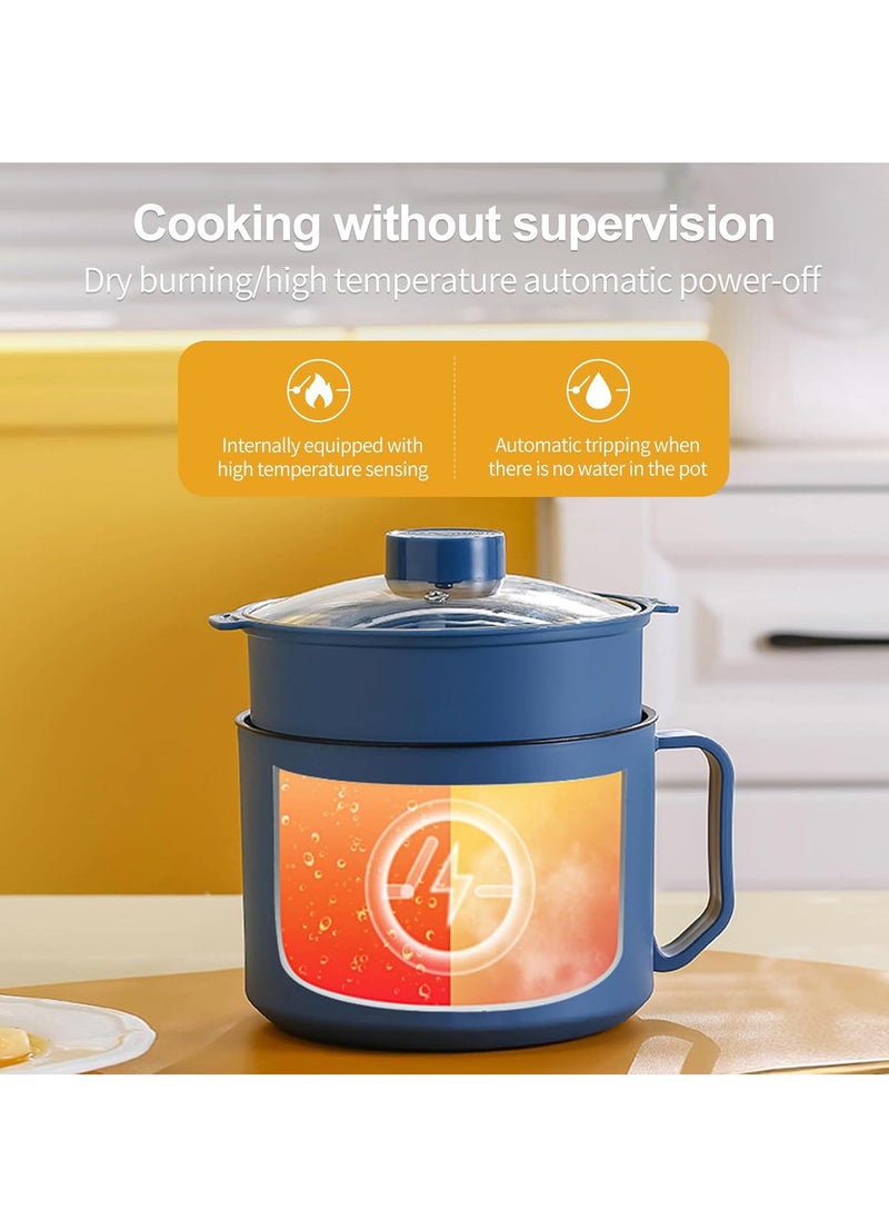 Arabest 1.8L Electric Hot Pot with Steamer & Temperature Control - Non-Stick Electric Cooker Shabu Shabu, Electric Skillet, Frying Pan, Electric Saucepan for Noodles, Egg, Steak, Oatmeal (Blue)  - Image 4