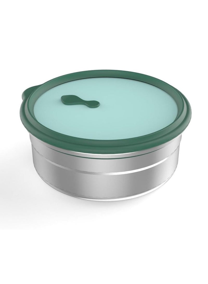 AKDC Stainless Steel Round Lunch Box 1000ml, Green- RF12627