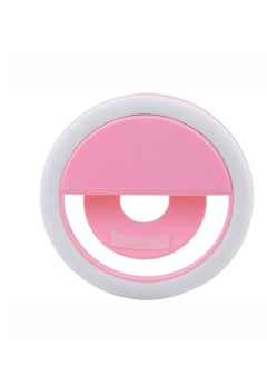 Mobile Selfie Ring Light – Portable LED Clip-On Light for Perfect Selfies, Videos & Live Streaming, Adjustable Brightness –pink