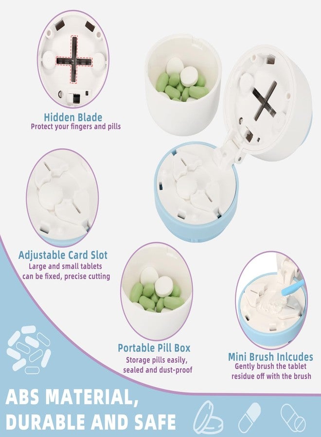 Pixibond Pill Cutter Splitter for Small or Large Pills, Profesional Pill Cutter 1/4 & 1/2 Divider, Includes Storage Compartment, Accurate and Easy Cutting for Tablets, Vitamins (Blue - Image 4