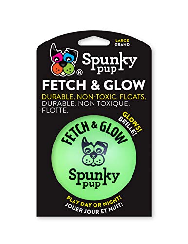 Spunky pup Fetch & Glow Ball Dog Toy | Glowing Logo Toss Balls for Large Dogs | Indoor & Outdoor Active Play | Durable | Waterproof & Floats | Non Toxic | Assorted Colors | For Large Dogs - Image 5