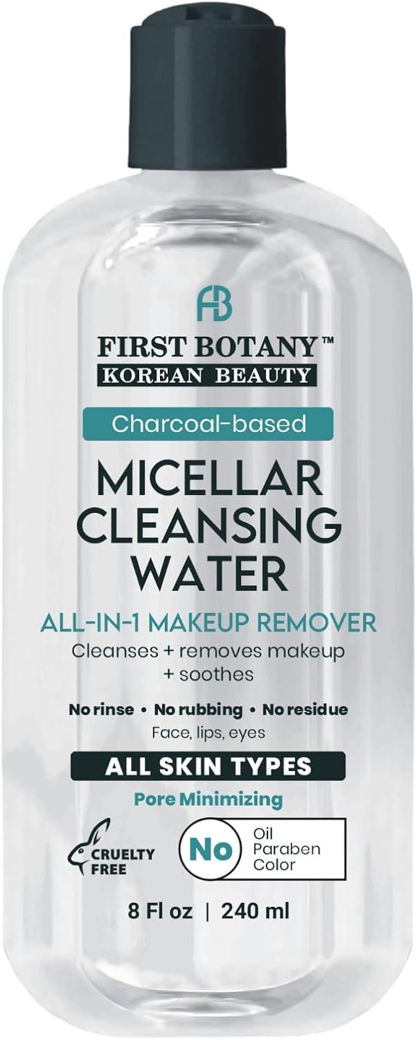 Korean Micellar Water Makeup Remover  Charcoal Hydrating Toner and Cleanser Pore CleansingOilFree Gentle for All Skin Types 8 oz