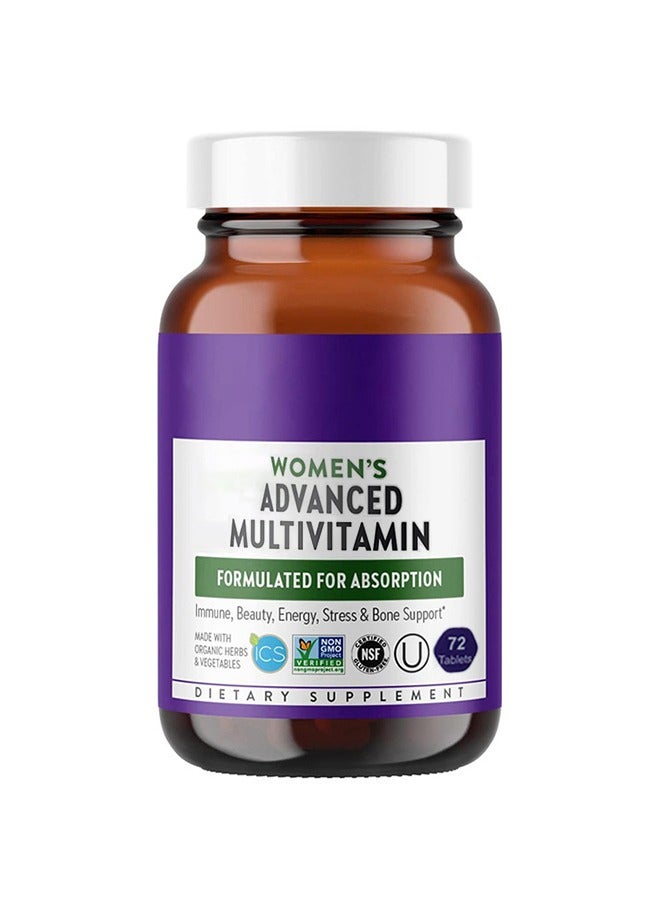 أوشن النساء المتقدمة متعددة الفيتامينات، تركيبة للامتصاص، اللمونين، الجمال، الطاقة، الإجهاد والعظام الدعم، استعادة الجمال الأنثوي، المكمل الغذائي 72 قرص - Image 1