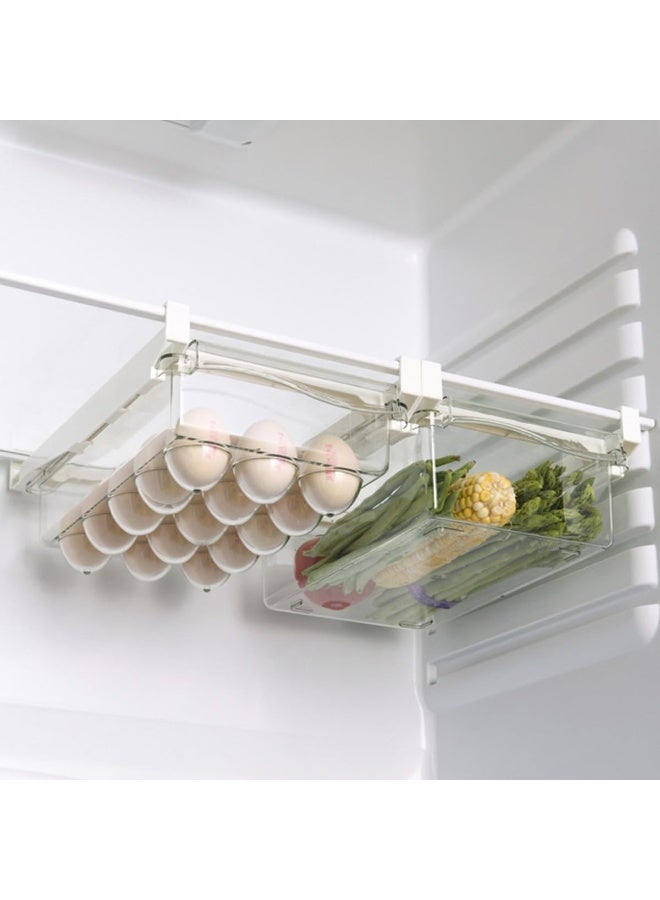 2 pcs Fridge Drawer Organizer, Refrigerator Organizer Bins, Freely Pullable Refrigerator Storage Box, Clear Container for Food, Drinks (2 Drawers) - Image 1