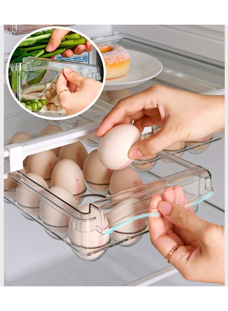 2 pcs Fridge Drawer Organizer, Refrigerator Organizer Bins, Freely Pullable Refrigerator Storage Box, Clear Container for Food, Drinks (2 Drawers) - Image 2